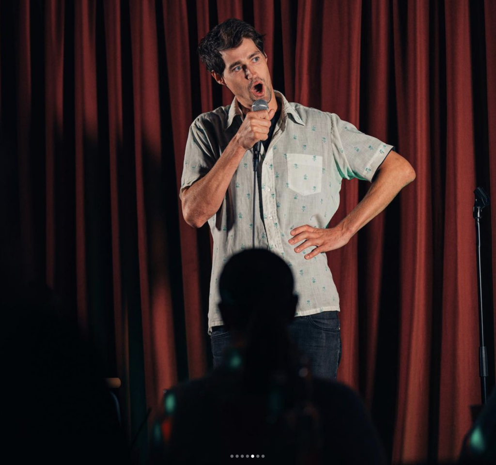 Local comedian Tom Soyler doing English Stand-up in Stavanger sentrum.